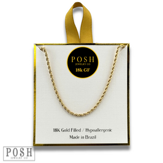 Rope chain necklace, 18k gold filled