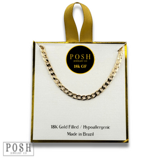 Curb chain necklace, 18k gold filled