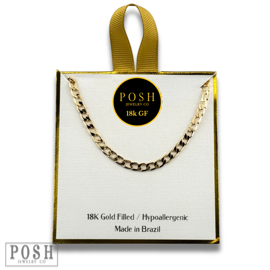 Curb chain necklace, 18k gold filled