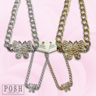 Pearl butterfly chain necklace