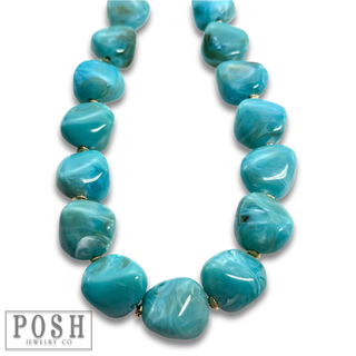 Chunky turquoise color bead necklace