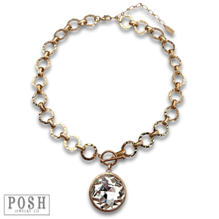 Chunky chain and round pendant necklace
