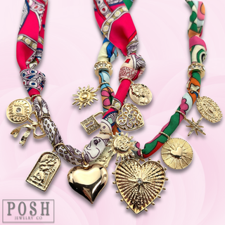 Scarf and charm necklace
