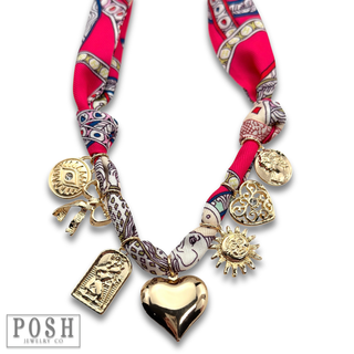 Scarf and charm necklace