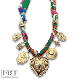 Scarf and charm necklace