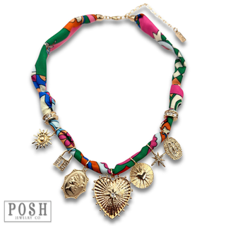 Scarf and charm necklace