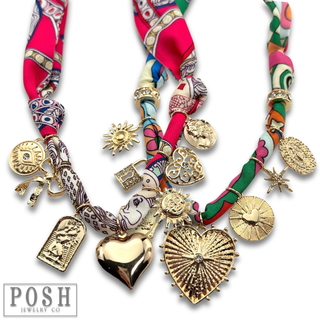 Scarf and charm necklace