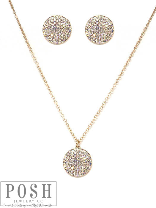 Pave rhinestone necklace and earring set, last call