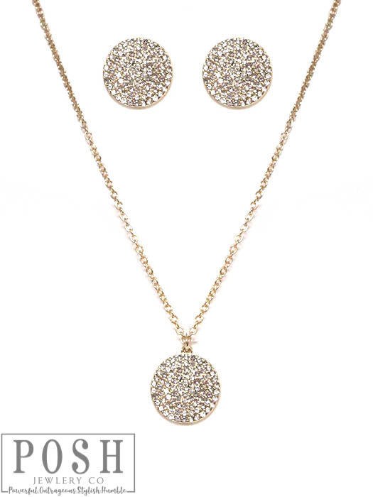 Pave rhinestone necklace and earring set, last call