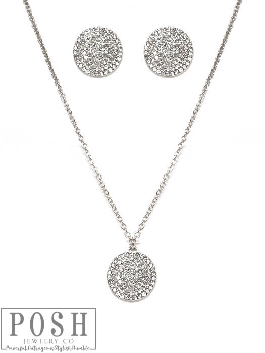 Pave rhinestone necklace and earring set, last call