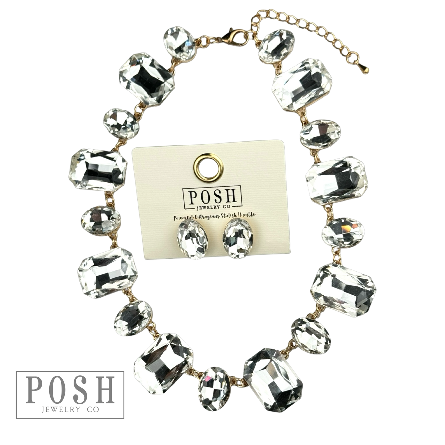 Mixed size rhinestone necklace set