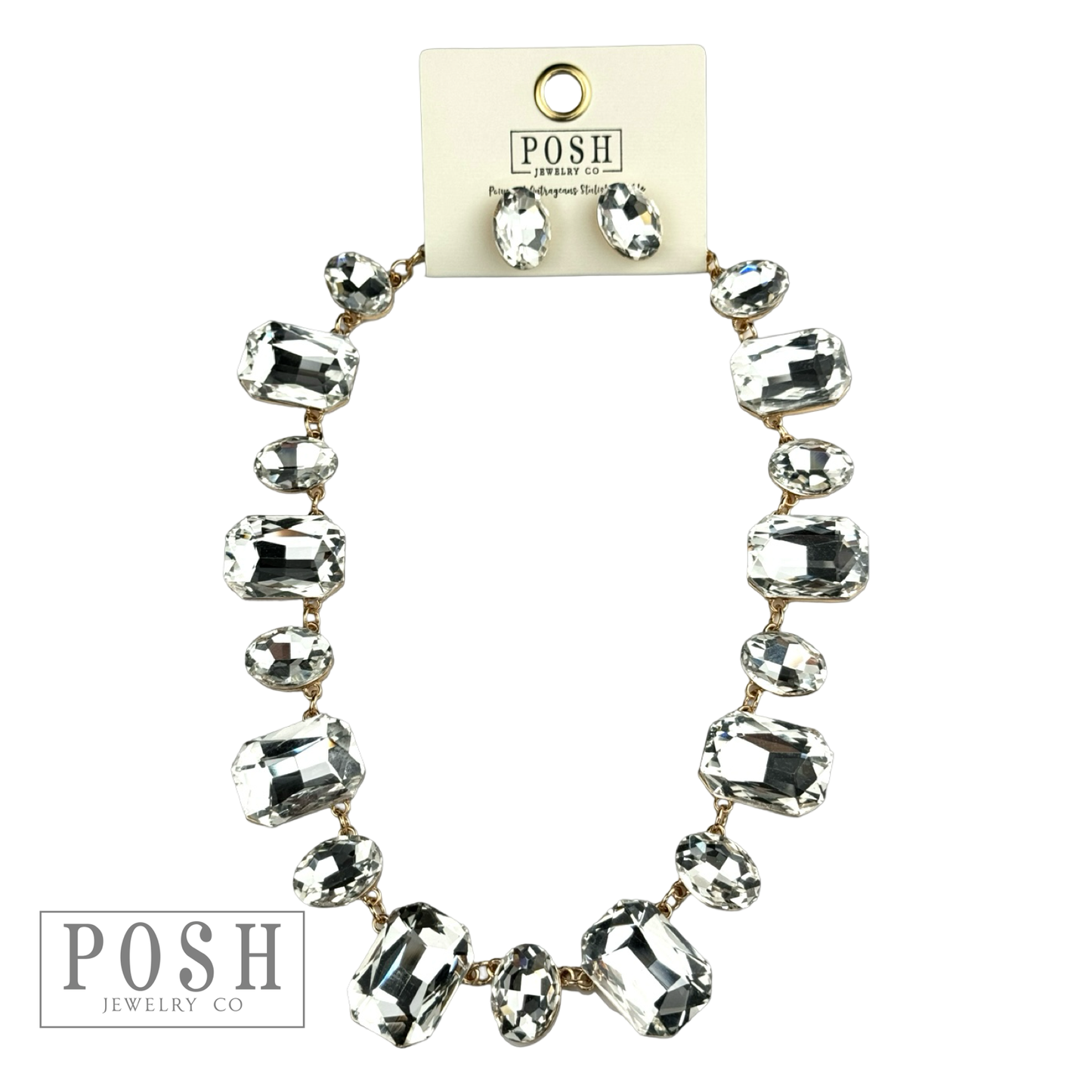 Mixed size rhinestone necklace set
