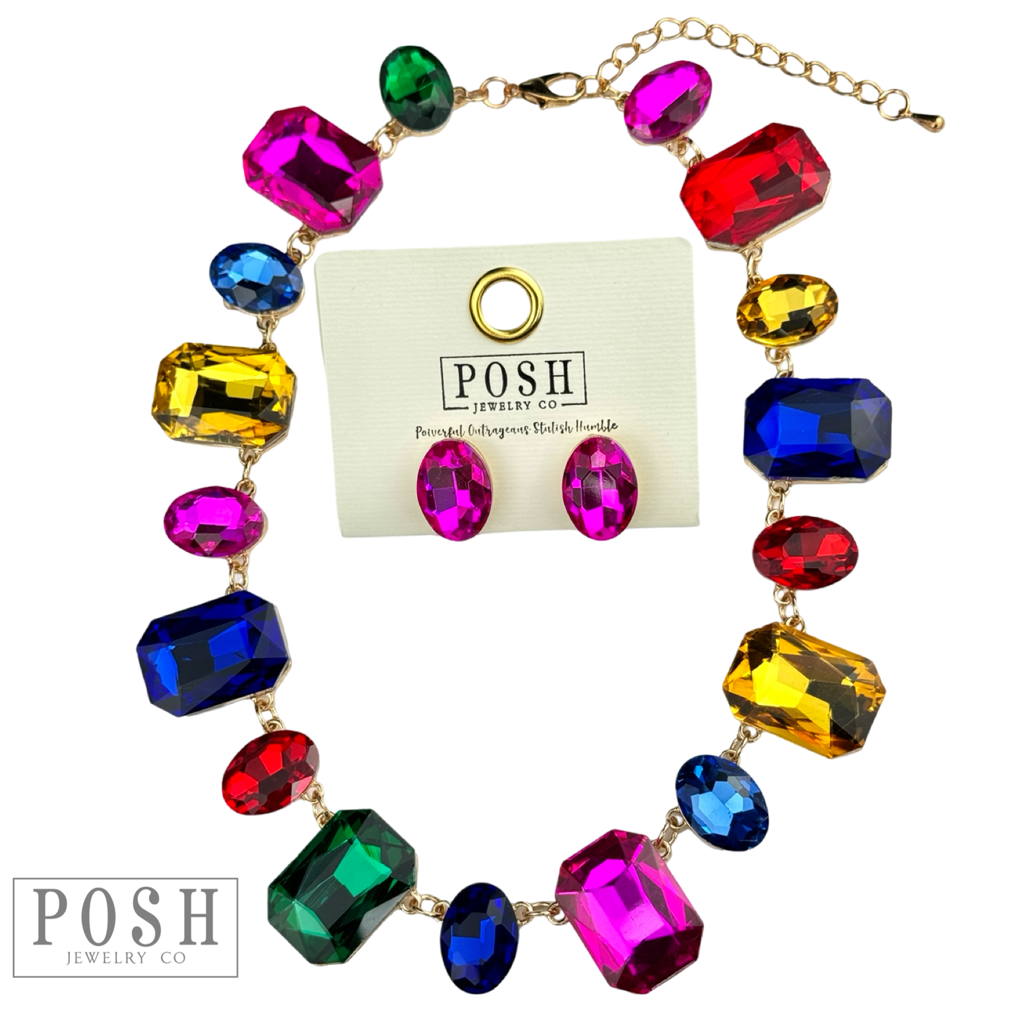 Mixed size rhinestone necklace set