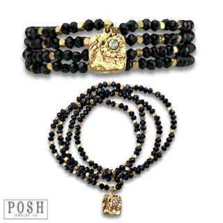 Crystal bracelet with nugget charm, last call
