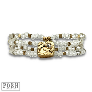 Crystal bracelet with nugget charm, last call