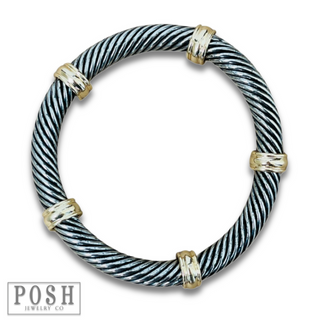 Cable wire stretch bangle bracelet