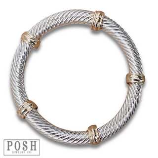 Cable wire stretch bangle bracelet