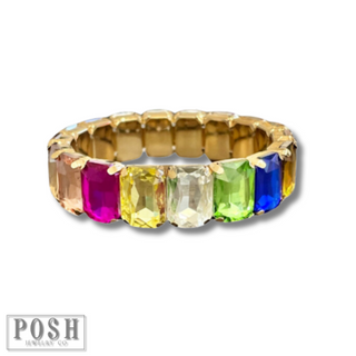 Colorful rectangle rhinestone bracelet