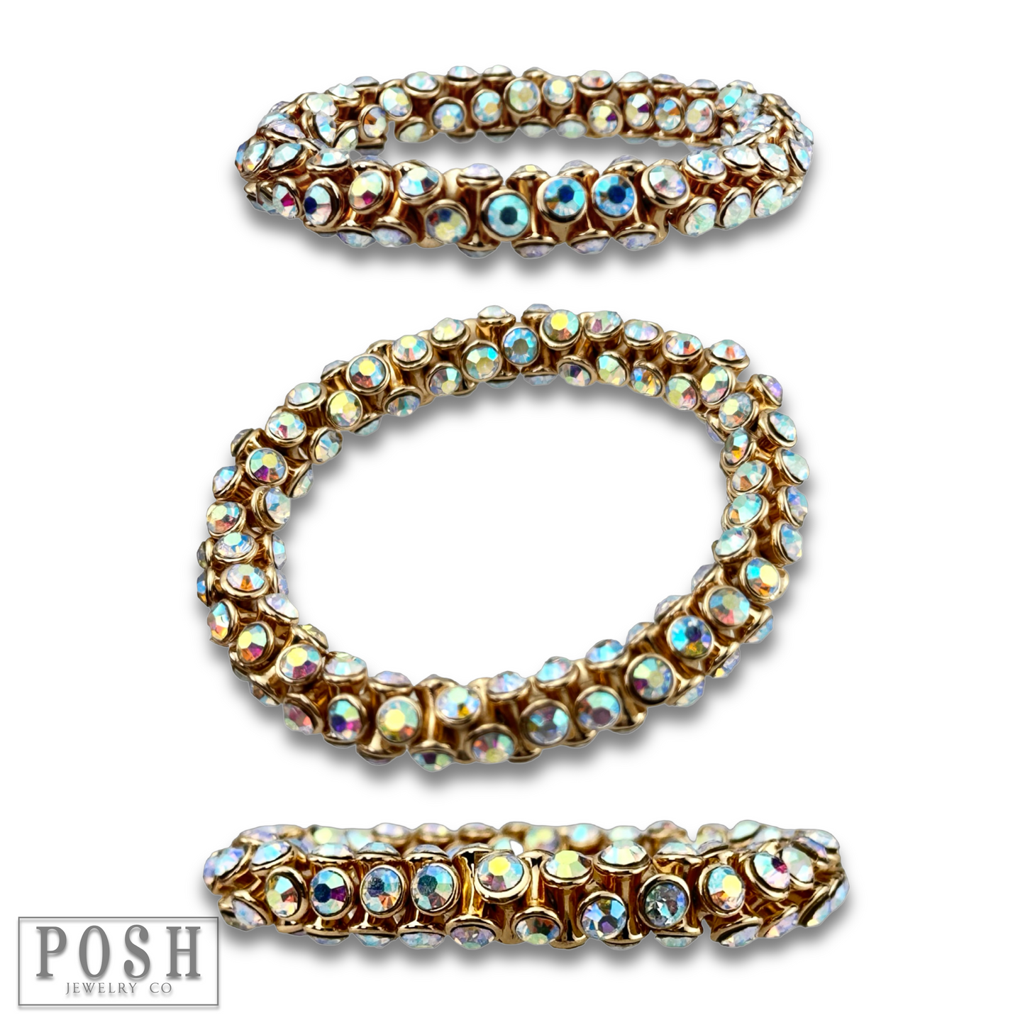 Iridescent rhinestone hourglass bracelet