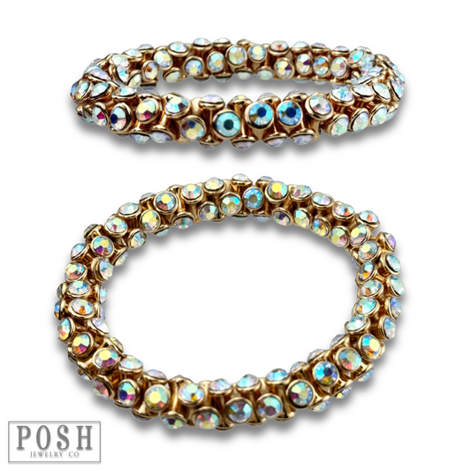 Iridescent rhinestone hourglass bracelet