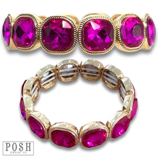 Square rhinestone single strand bracelet