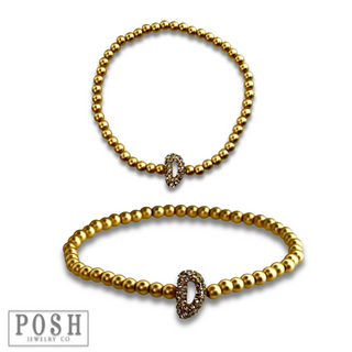 Bead bracelet with rhinestone inital