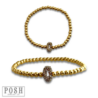 Bead bracelet with rhinestone inital