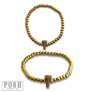 Bead bracelet with rhinestone inital