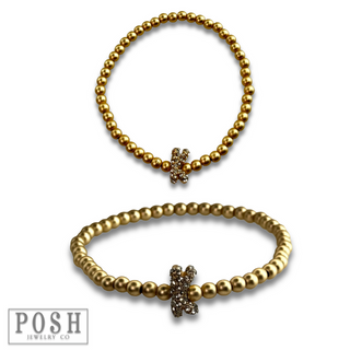 Bead bracelet with rhinestone inital