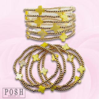 Beads and cross bead stack bracelet