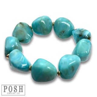 Chunky turquoise color bead bracelet