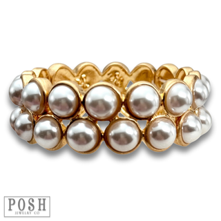 Double row bead bangle bracelet
