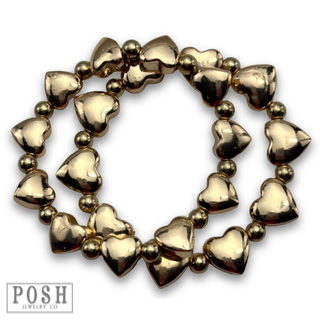 Double heart stack bracelet