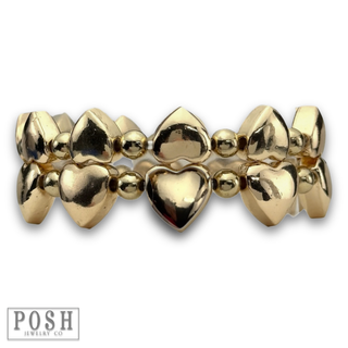 Double heart stack bracelet