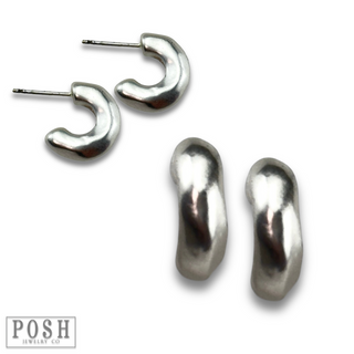 Silver pipe hoop earring, last call