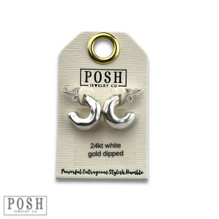 Silver pipe hoop earring, last call