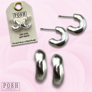 Silver pipe hoop earring, last call