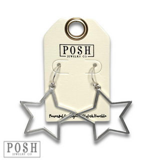 Matte finish open star earring