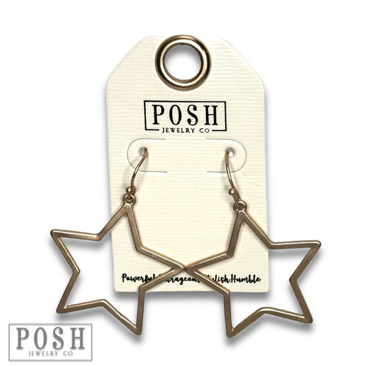 Matte finish open star earring