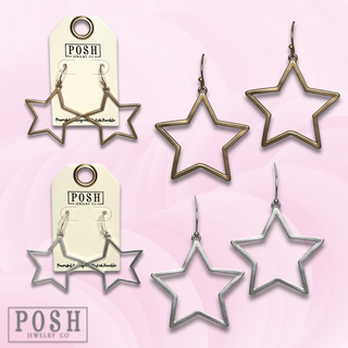 Matte finish open star earring