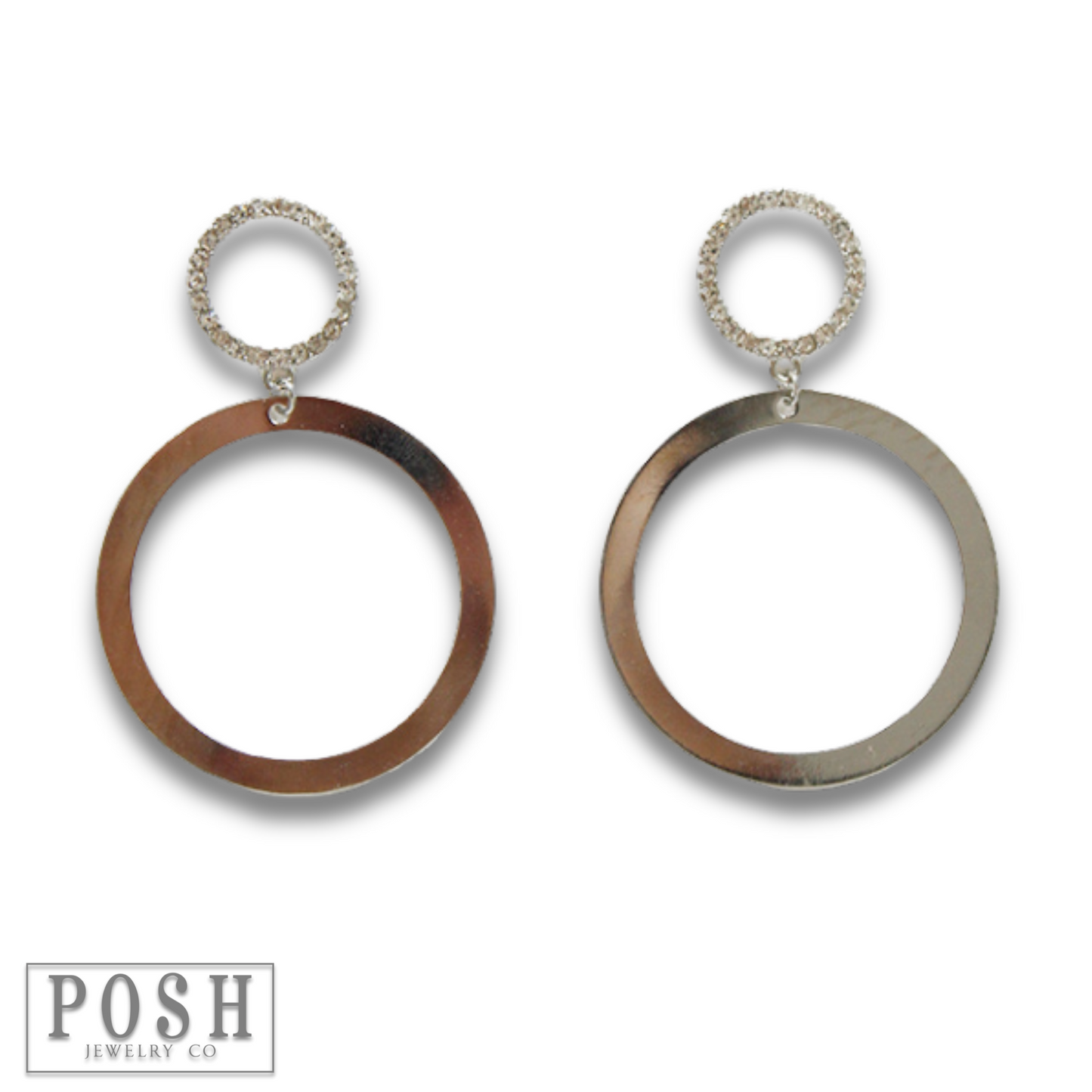 Rhinetone post and flat circle earring, last call