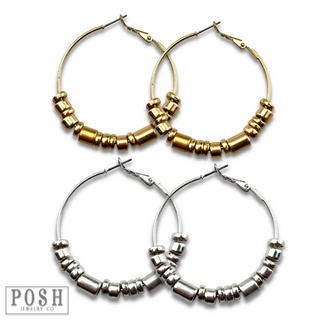 Hoop earring with moveable beads, last call