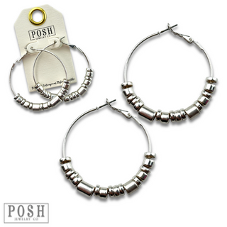 Hoop earring with moveable beads, last call