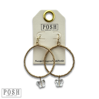 Butterfly drop charm earring