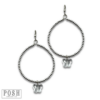 Butterfly drop charm earring