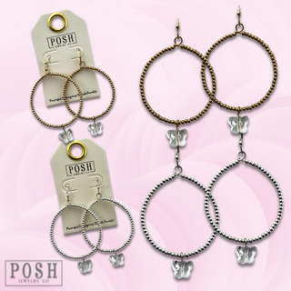 Butterfly drop charm earring