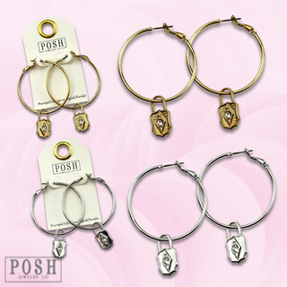 Hoop earring with lock charm, last call