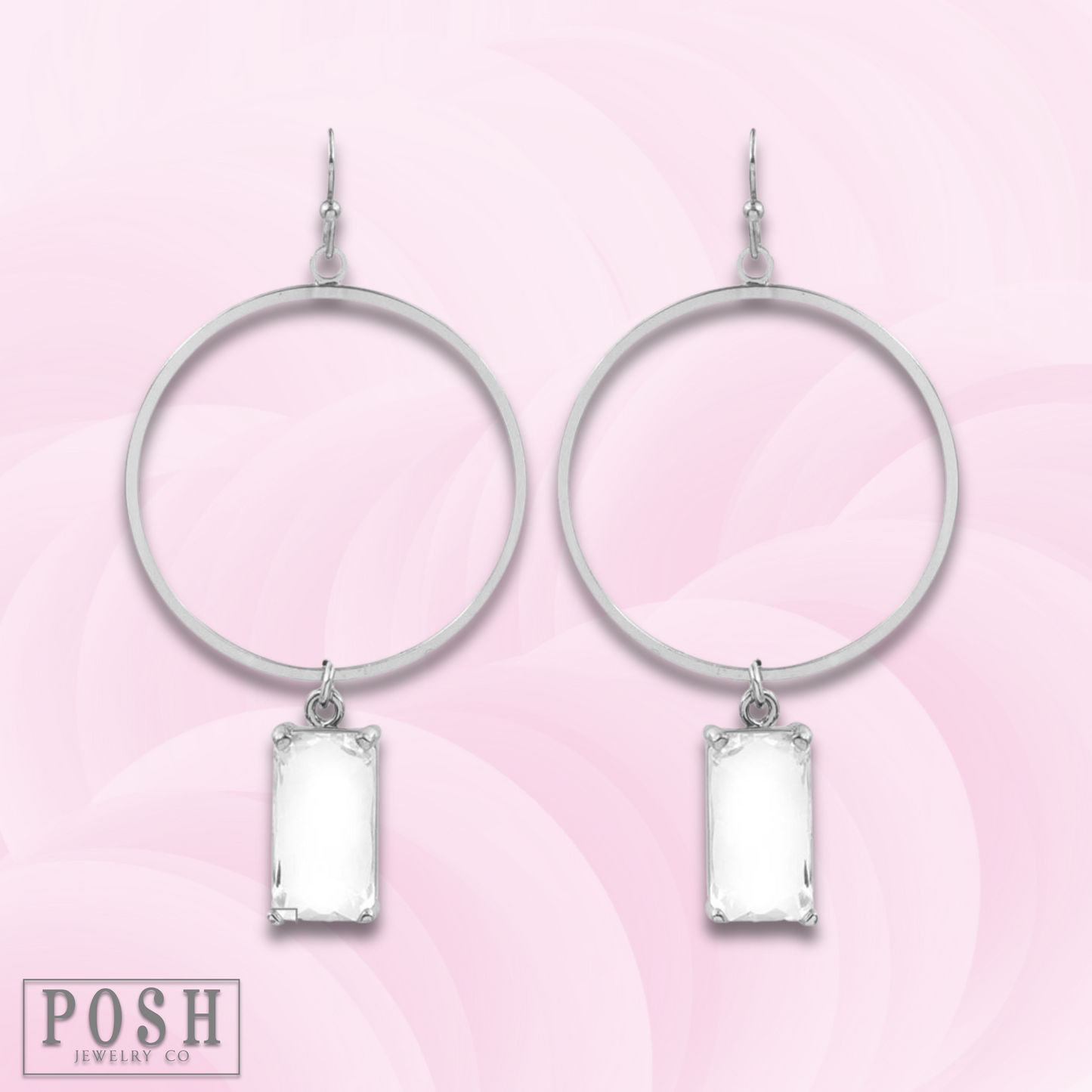 Silver earring with clear rhinestone charm, last call