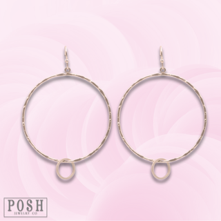 Hammered earring with floating circle charm, last call