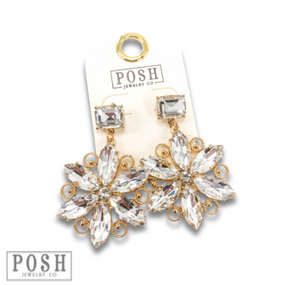 Rhinestone flower shape earring, last call